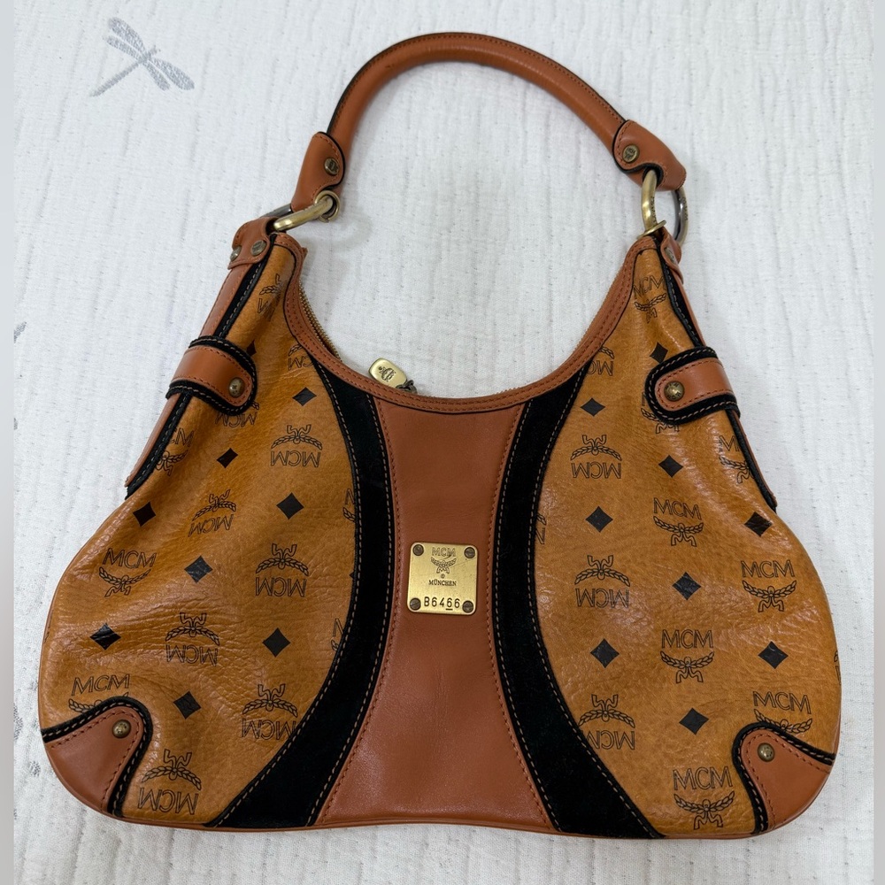 MCM Brown and Black Hobo Bag